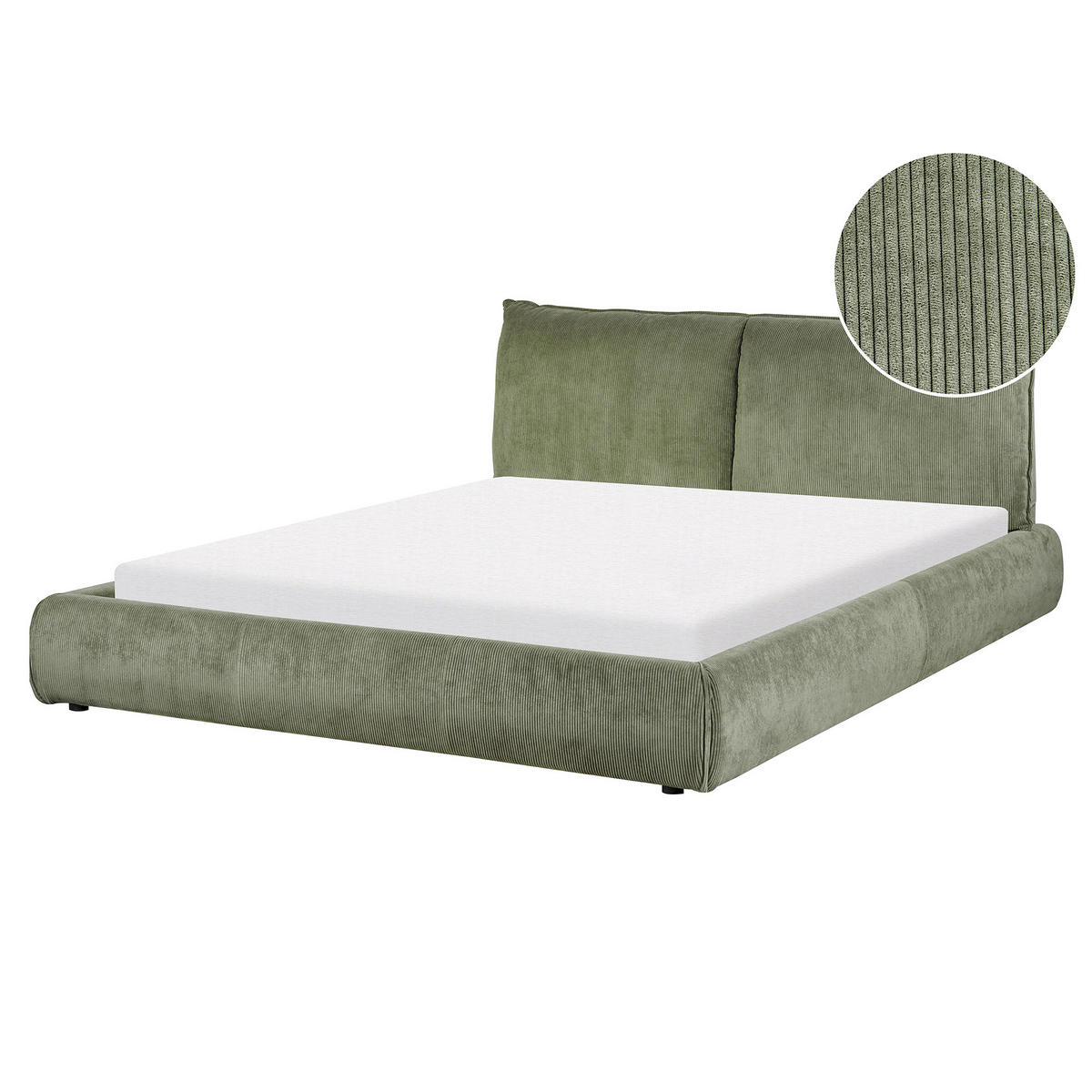 BETT mit Lattenrost Cord 160/200 cm Olivgrün Vinay - Grün, Textil (160/200cm) - Beliani