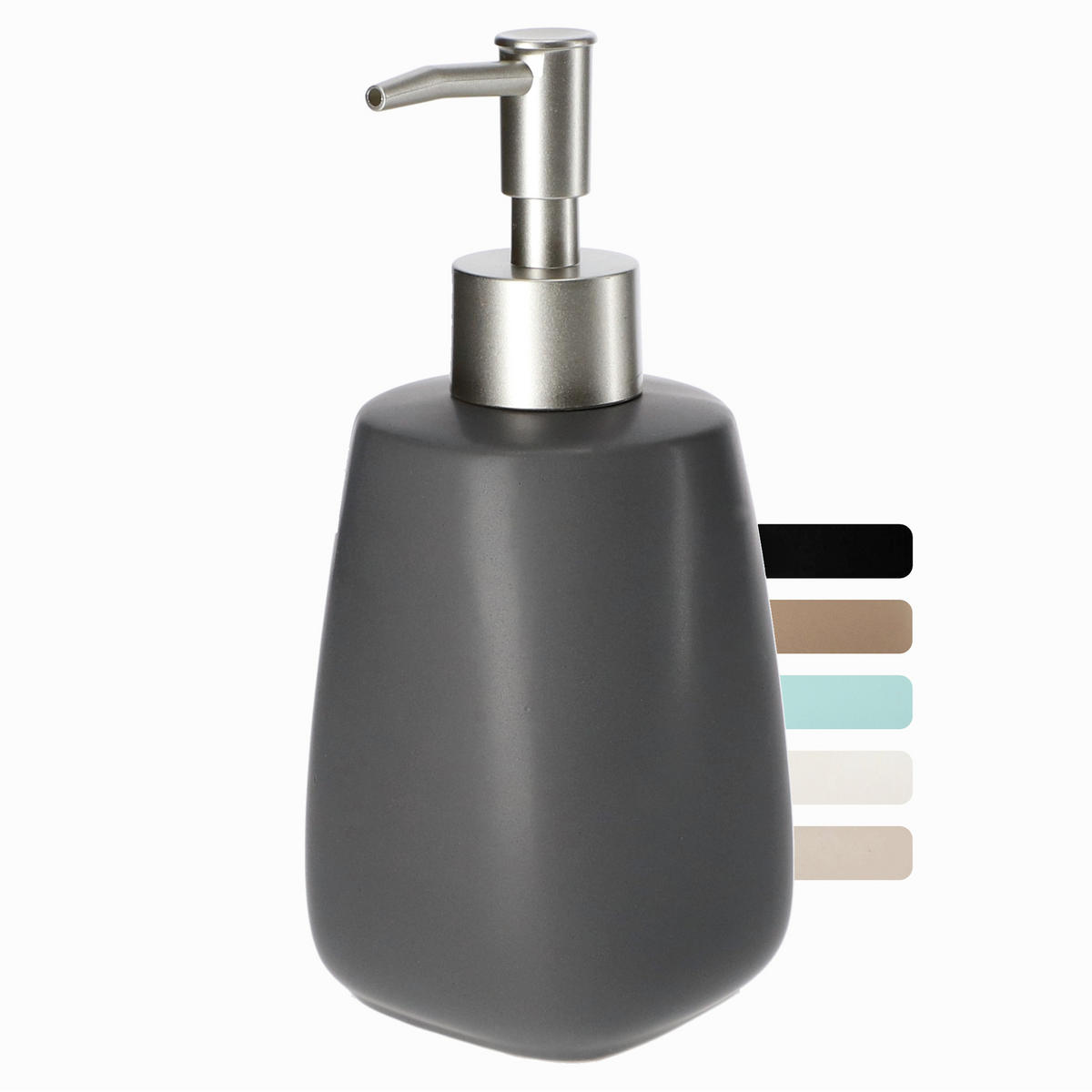FLÜSSIGSEIFENSPENDER 400 ml, grau - Grau, Keramik (8/18cm) - KADAX