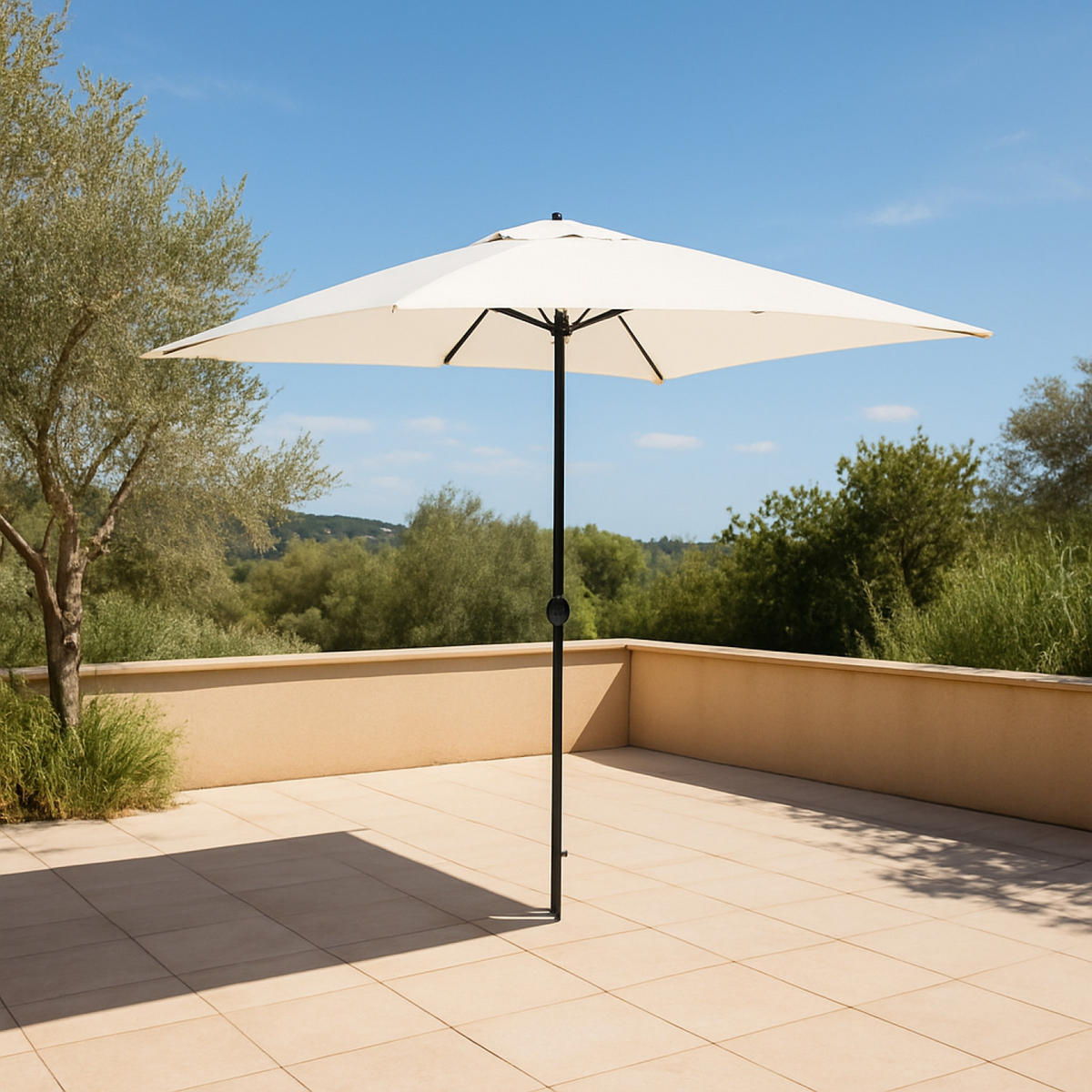 SONNENSCHIRM spezia ecru rechteckig 2 93 x 1 93 cm gerade - Beige, Metall (193/293cm) - Concept Usine