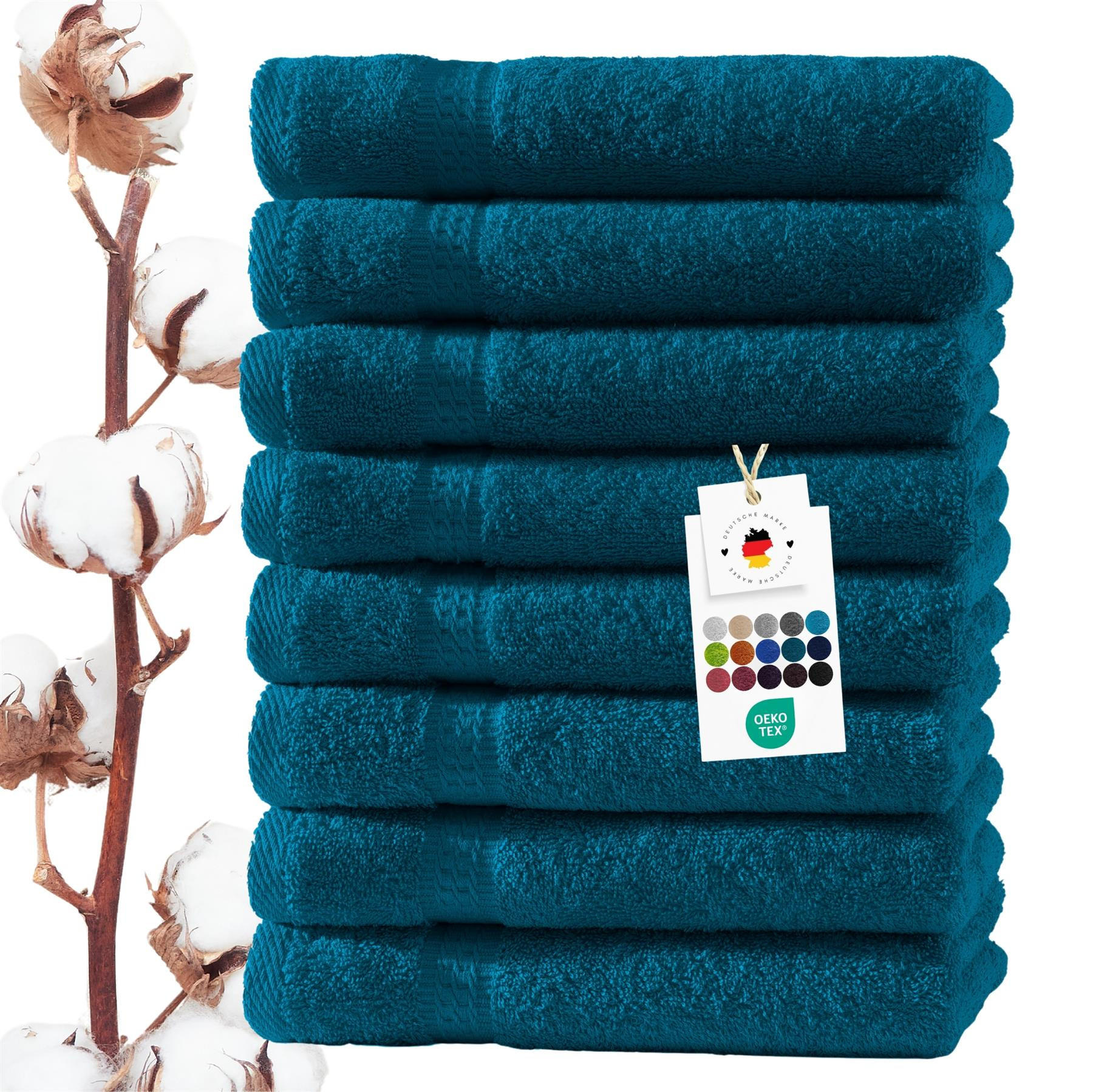 HANDTUCH 50x100 cm Frottier Handtücher im 8er Set aus 100% Baumwolle, Petrol 500g/m2 - Petrol, Textil (50/100cm) - Carpe Sonno