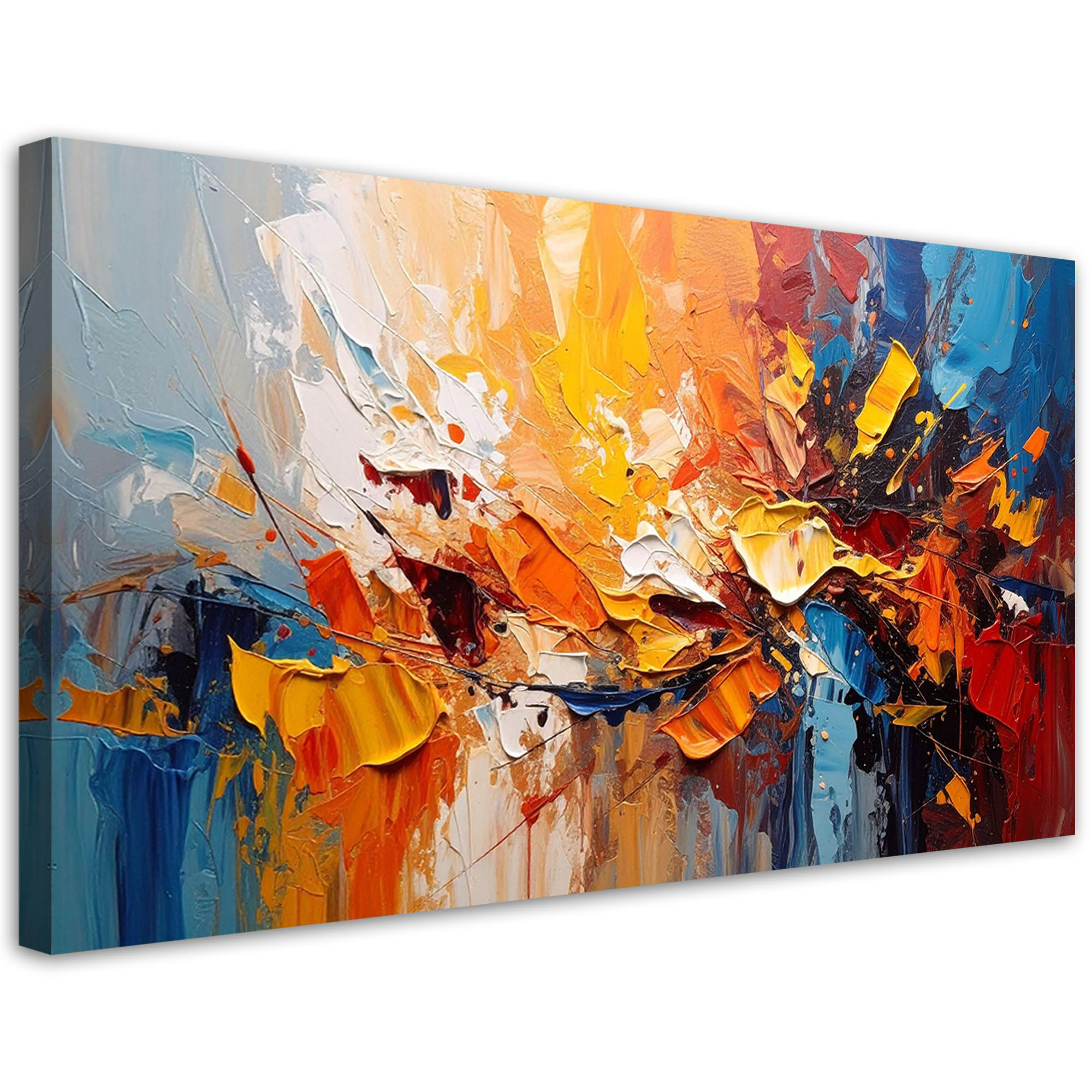 LEINWANDBILD Farbenfrohe Abstrakt Imitation von Ölfarbe 100x50cm - Multicolor, Textil (100/50cm) - Feeby