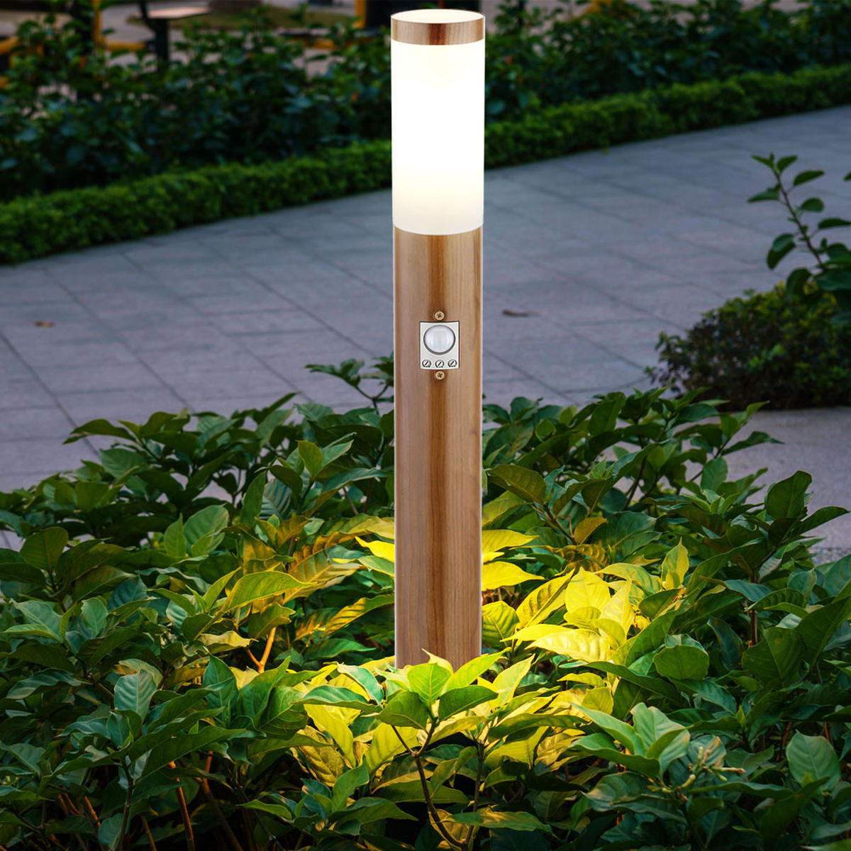 LED STEHLEUCHTE BOSTON Braun Holzoptik 2er Set - Braun, Metall (12.7/12.7/110cm) - Globo Lighting