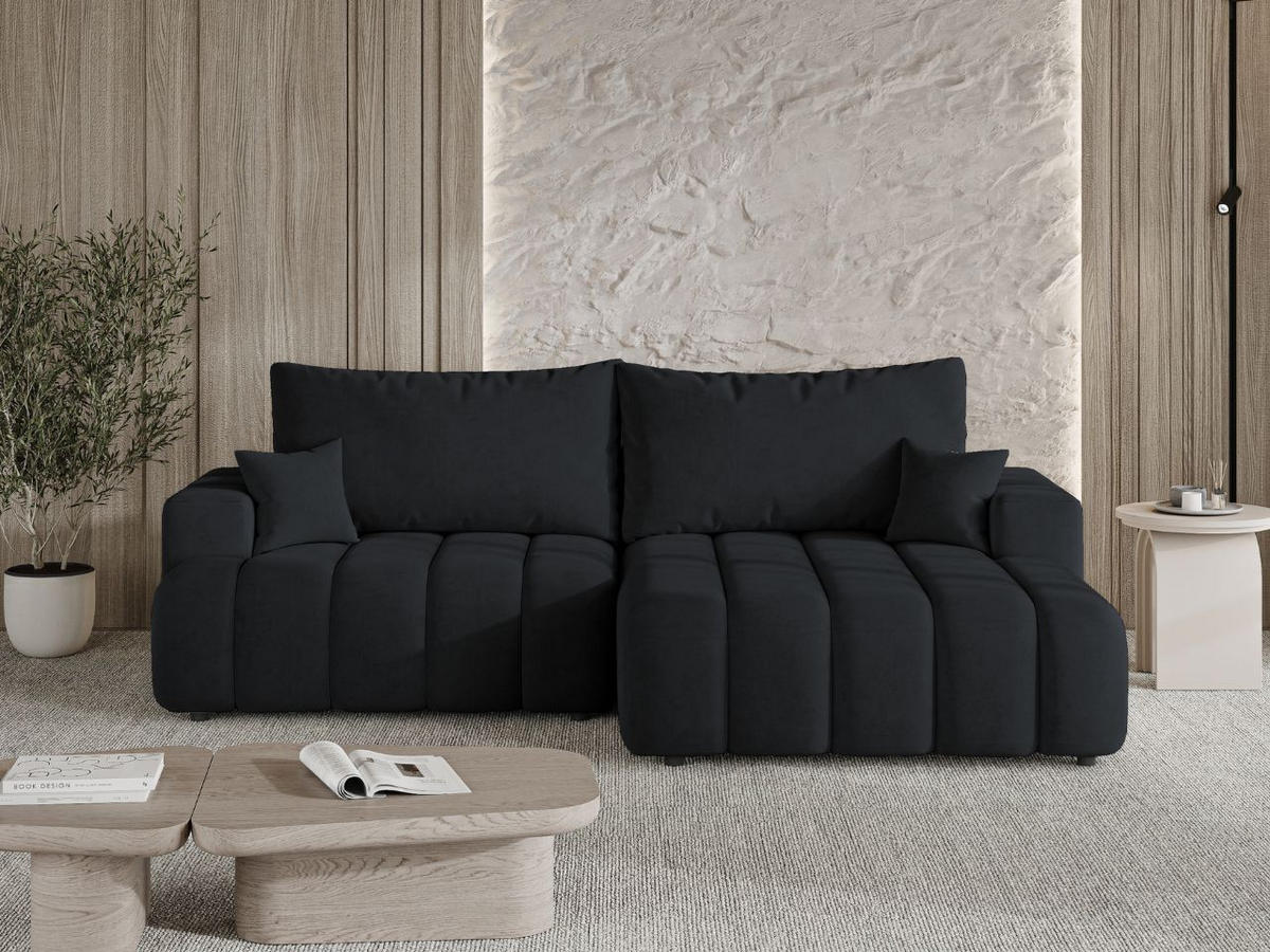 ECKSOFA Caleo Schwarz Rechts - Schwarz, Holz/Textil (270/170cm) - Graingold