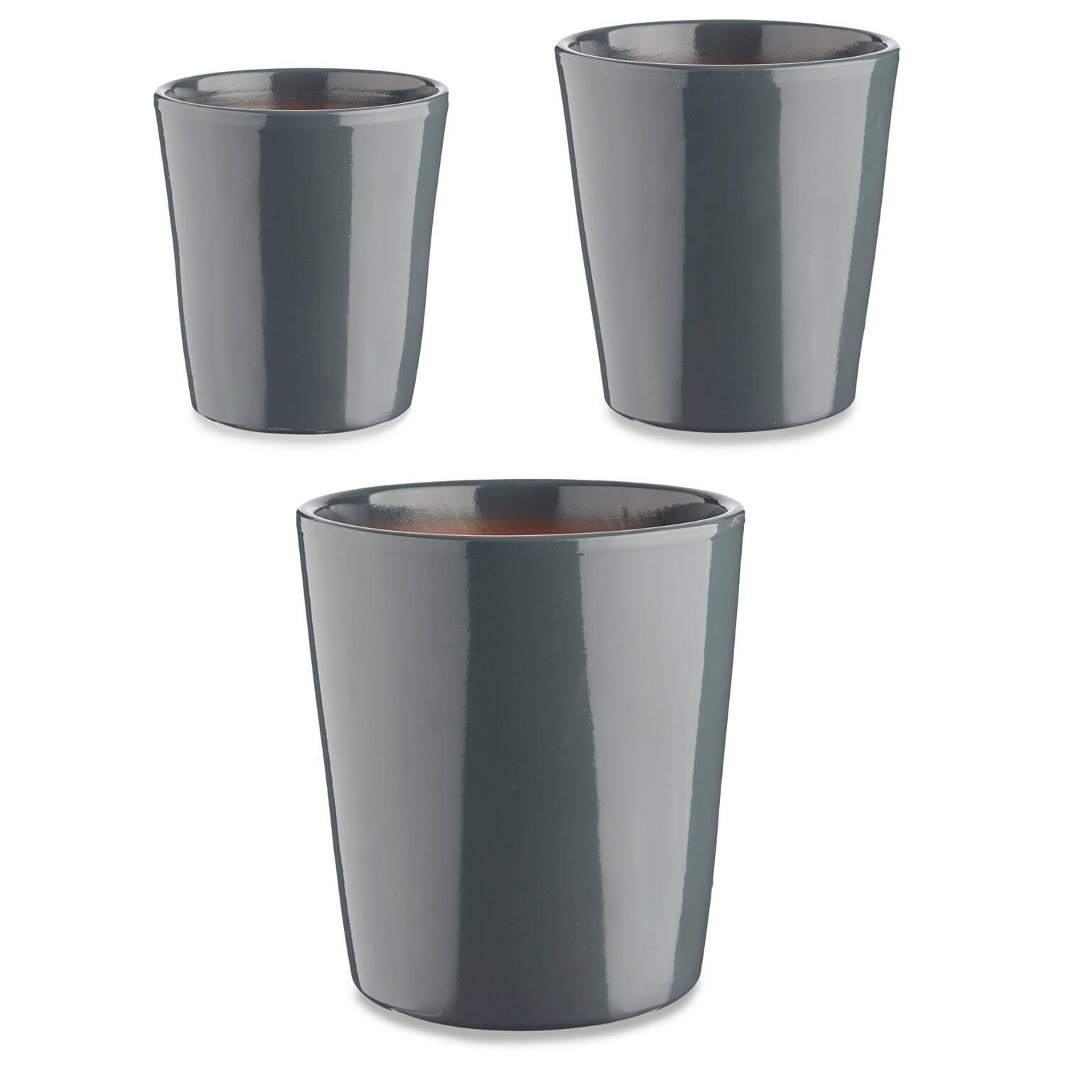BLUMENTÖPFE Keramik Conical 3er-Set - Anthrazit, Keramik (22.5/21cm)