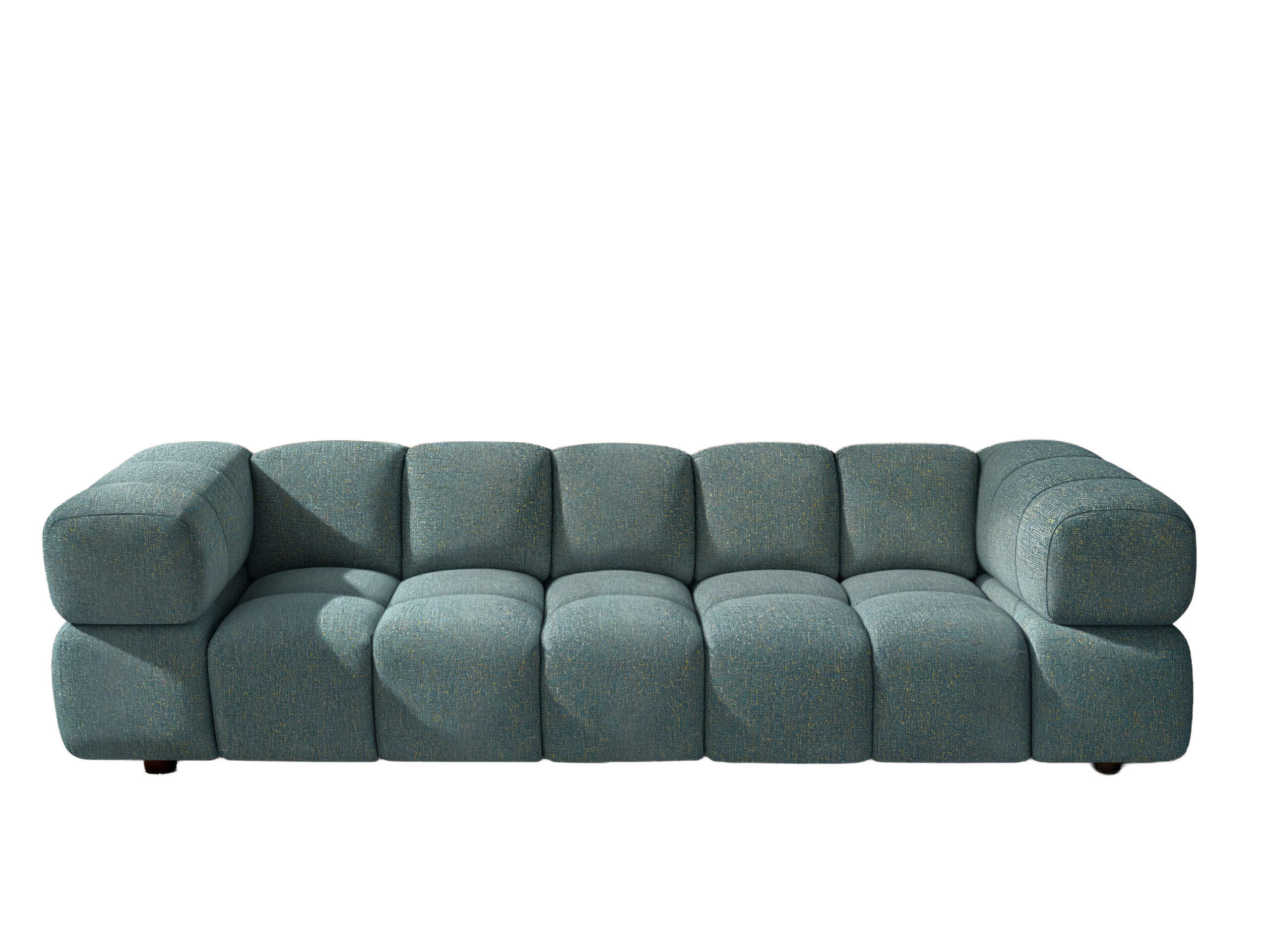 SOFA 4-Sitzer, Couch, Chenille Stoff Puente, Azurblau, Averro - Dunkelgrün, Holz (280/70/96cm) - Kaiser Möbel