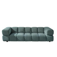 SOFA 4-Sitzer, Couch, Chenille Stoff Puente, Azurblau, Averro - Dunkelgrün, Holz (280/70/96cm) - Kaiser Möbel