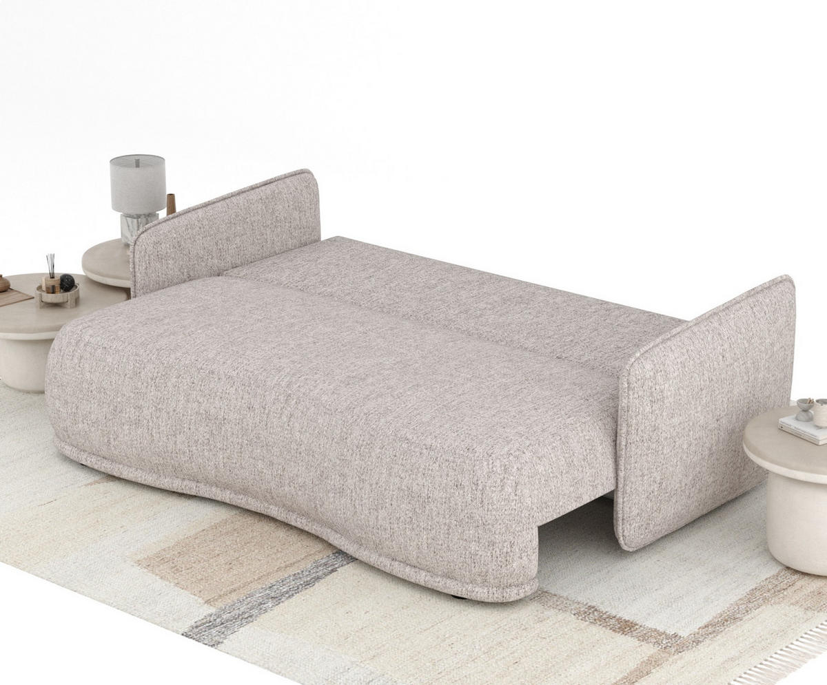 SCHLAFSOFA Mitsis Hellbraun Webstoff - Hellbraun/Schwarz, Holz/Holzwerkstoff (231/93/106cm) - Maison de Reve