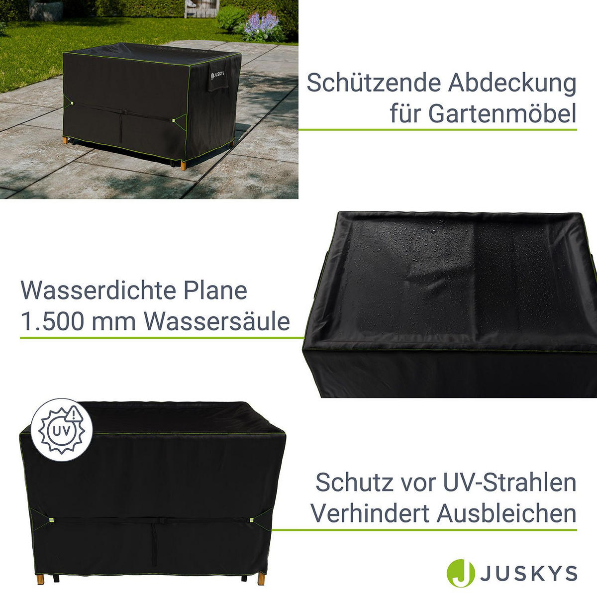 GARTENMÖBELABDECKUNG CoverSafe Pro schwarz - Schwarz, Kunststoff (90/75/120cm) - Juskys