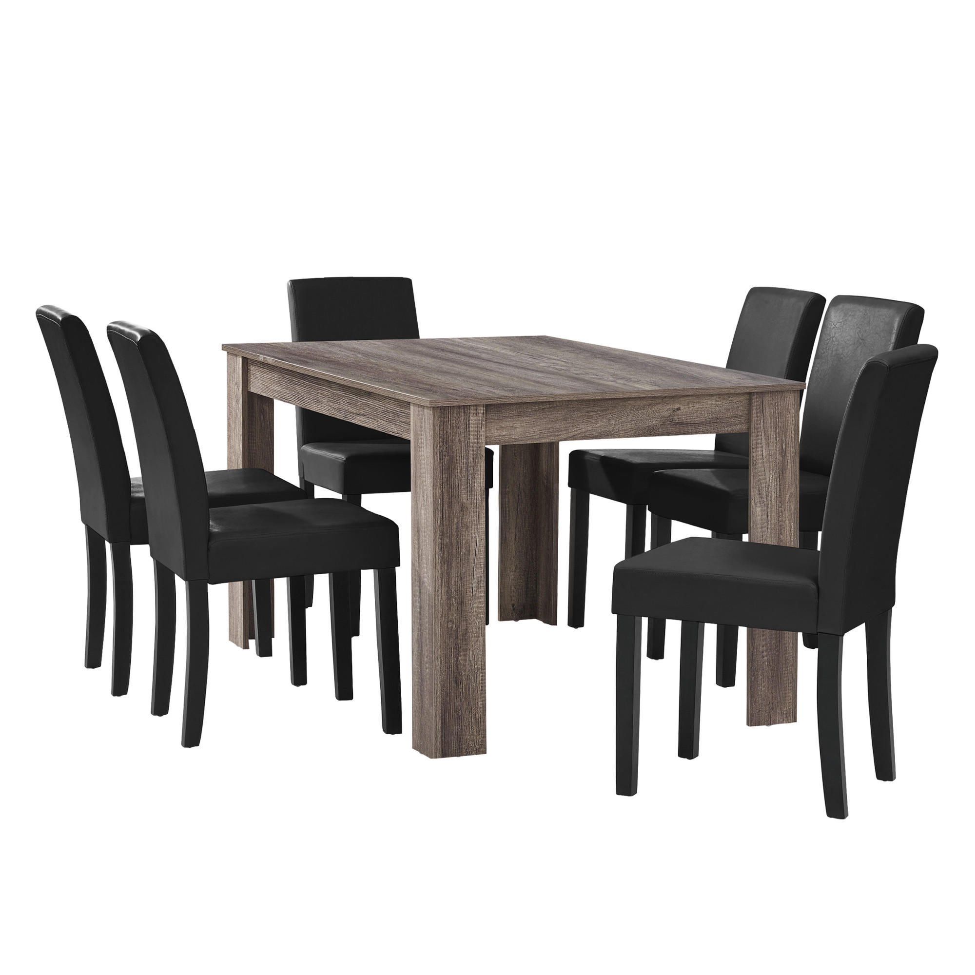 TISCHGRUPPE Forssa - Dunkelbraun/Schwarz, Holz/Holzwerkstoff (140/77/90cm) - [en.casa]