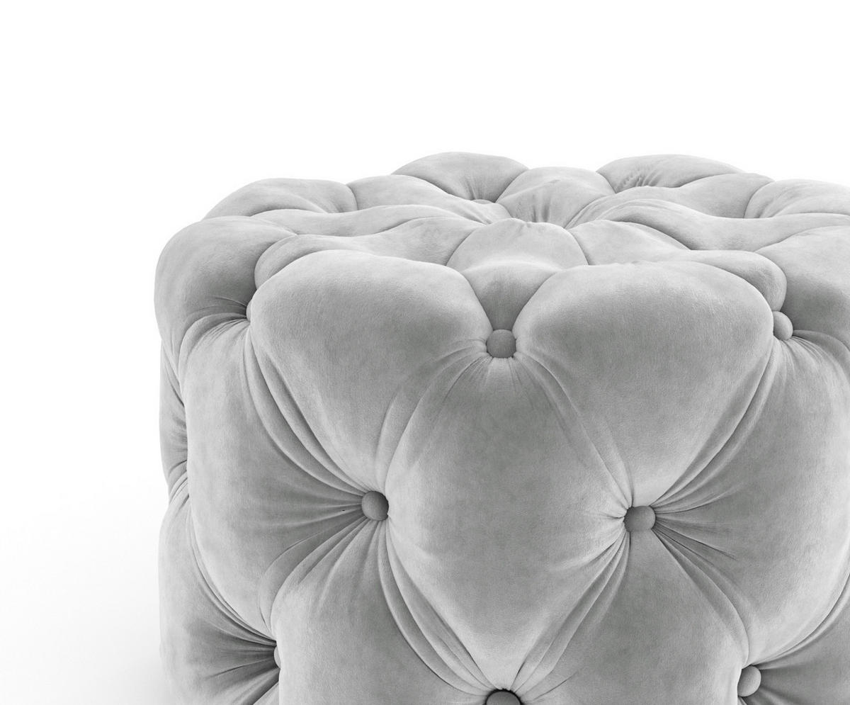 POUF Cosimo Hellgrau Samtstoff - Hellgrau/Schwarz, Holz/Holzwerkstoff (60/40/60cm) - Maison de Reve