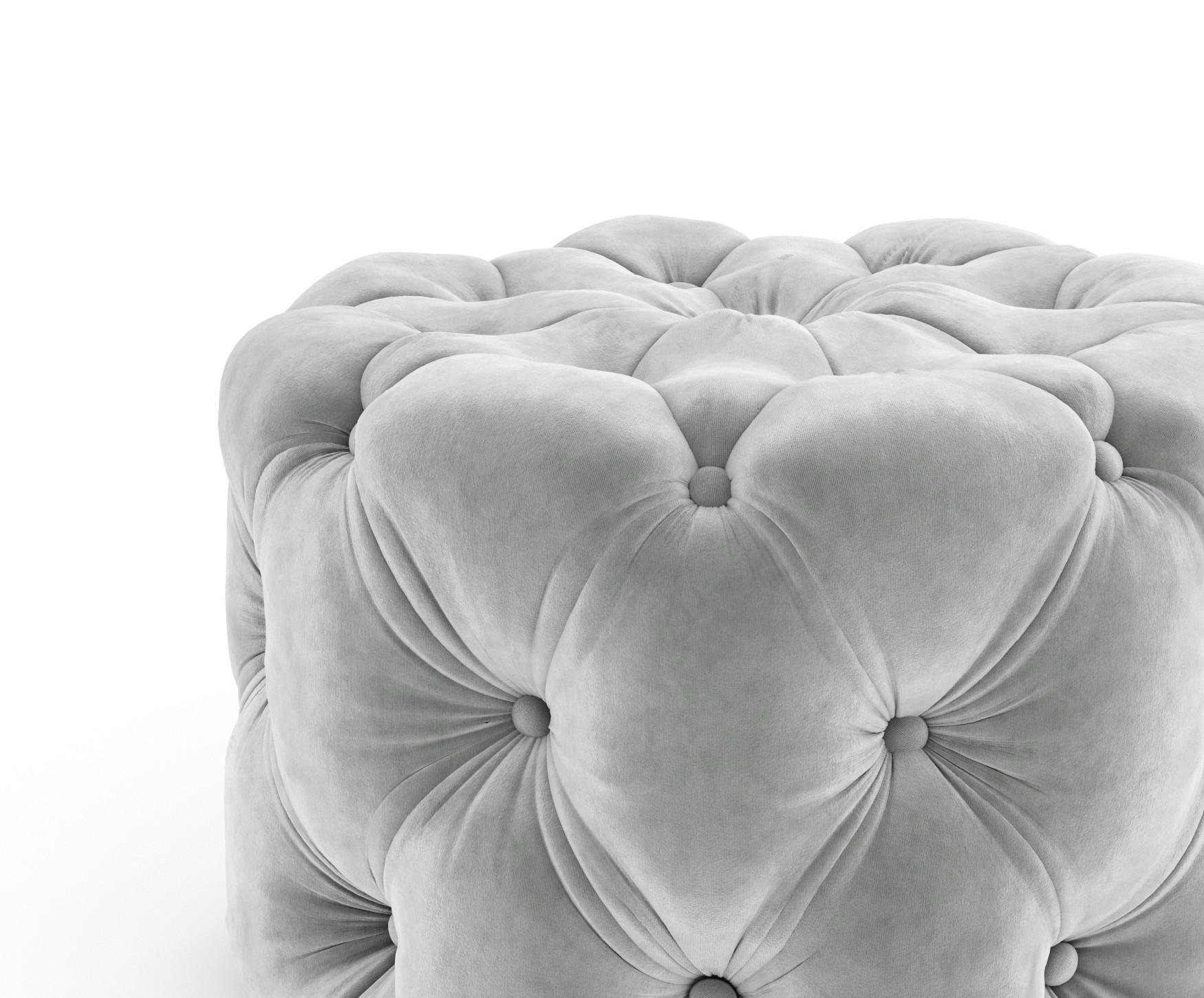 Thumbnail - Maison de Reve Pouf, Hellgrau, Textil, 1-Sitzer, Füllung: Schaumstoff, Rund, Rundrohr, 60x40x60 cm, Oeko-Tex® Standard 1...