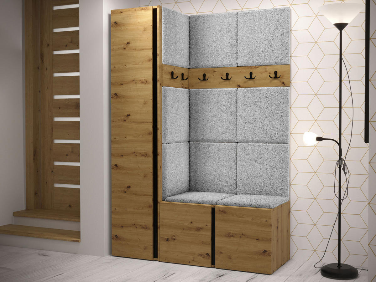 GARDEROBEN-SET Orion IX - Hellgrau/Eiche Artisan, Holzwerkstoff/Kunststoff (124/186/46cm) - MIRJAN24