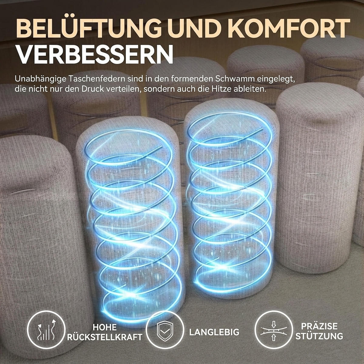 GAMING Stuhl &Massage-Wärmefunktion, atmungsaktivem Taschenfederkissen - Schwarz, Leder (60/127/60cm)