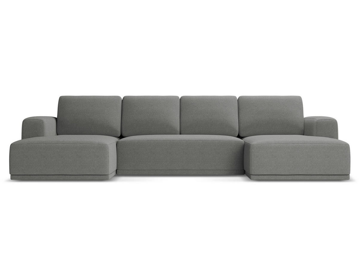 WOHNLANDSCHAFT Chenille Stoff Grau - Schieferfarben/Schwarz, Kunststoff/Textil (333/91/160cm) - Makamii