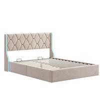POLSTERBETT 140x190 cm, Beige, LED-Beleuchtung - Beige, Textil/Metall (140/190cm)