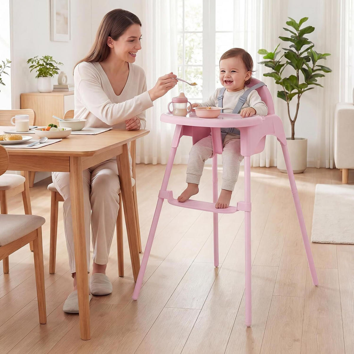 KINDERHOCHSTUHL aus Metall rosa - Pink, Metall (56/56.5/46cm) - COSTWAY