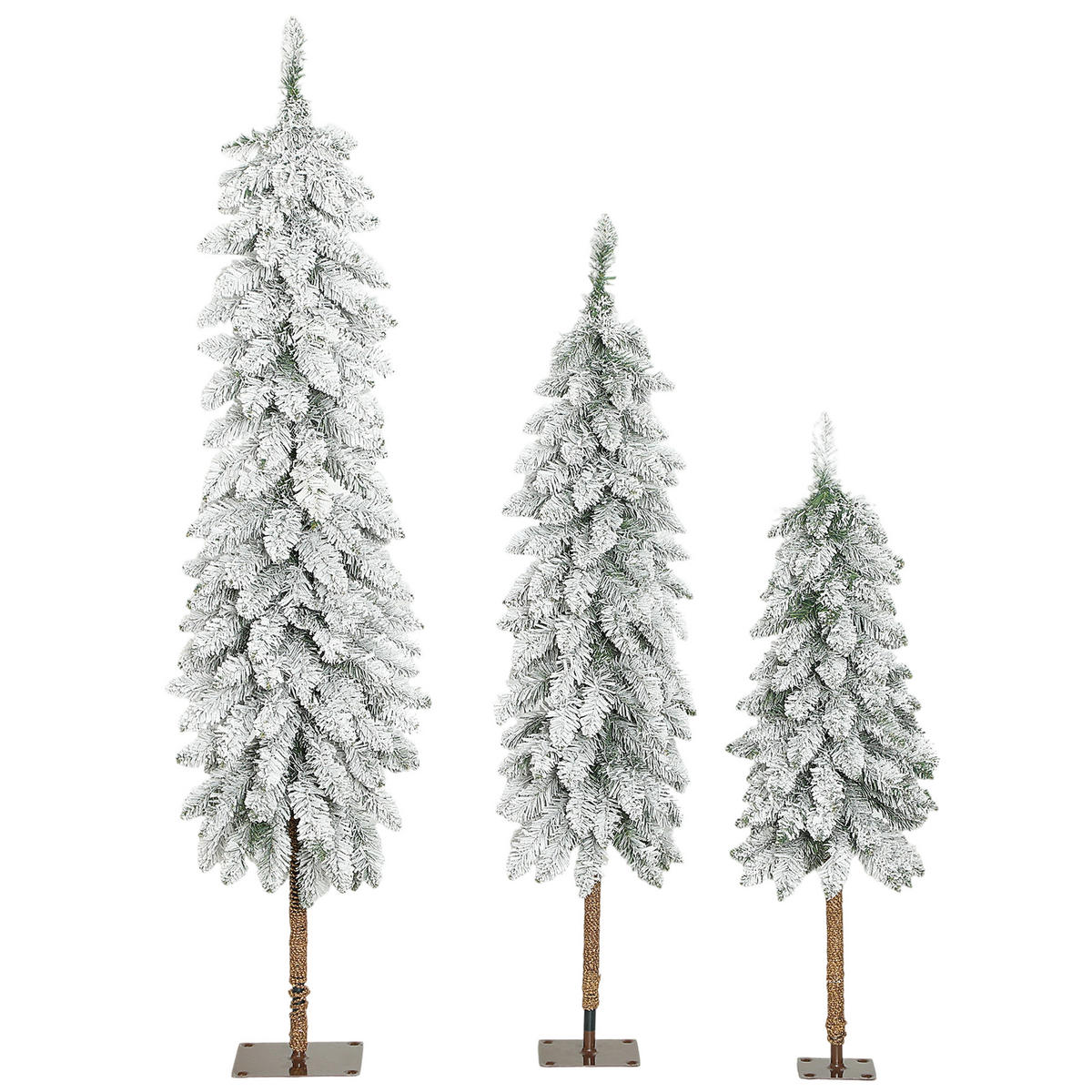 KÜNSTLICHER-WEIHNACHTSBAUM 3er-set mit Schnee 90/120/150 cm mit Metallständer - Grün, Kunststoff (150cm) - HOMCOM