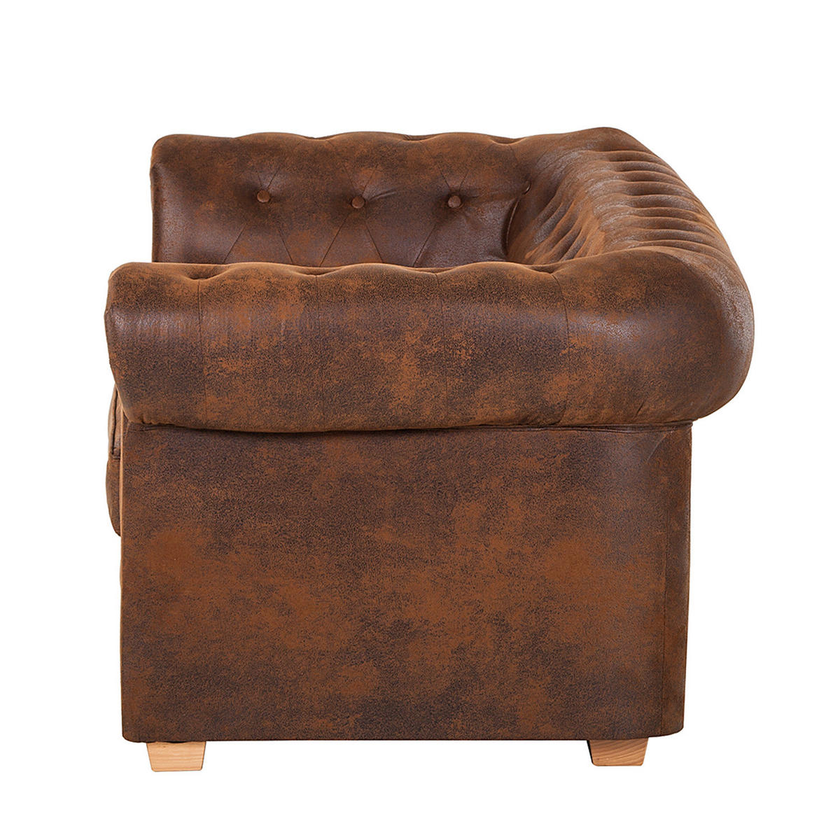 3-SITZER SOFA - Antiklederlook - Braun - Braun, Textil (218/74/94cm) - home24