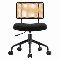 BÜROSTUHL Vintage, Schwarz, Chenille, Rattan, verstellbar - Schwarz, Kunststoff (58.5/91.5/55cm)