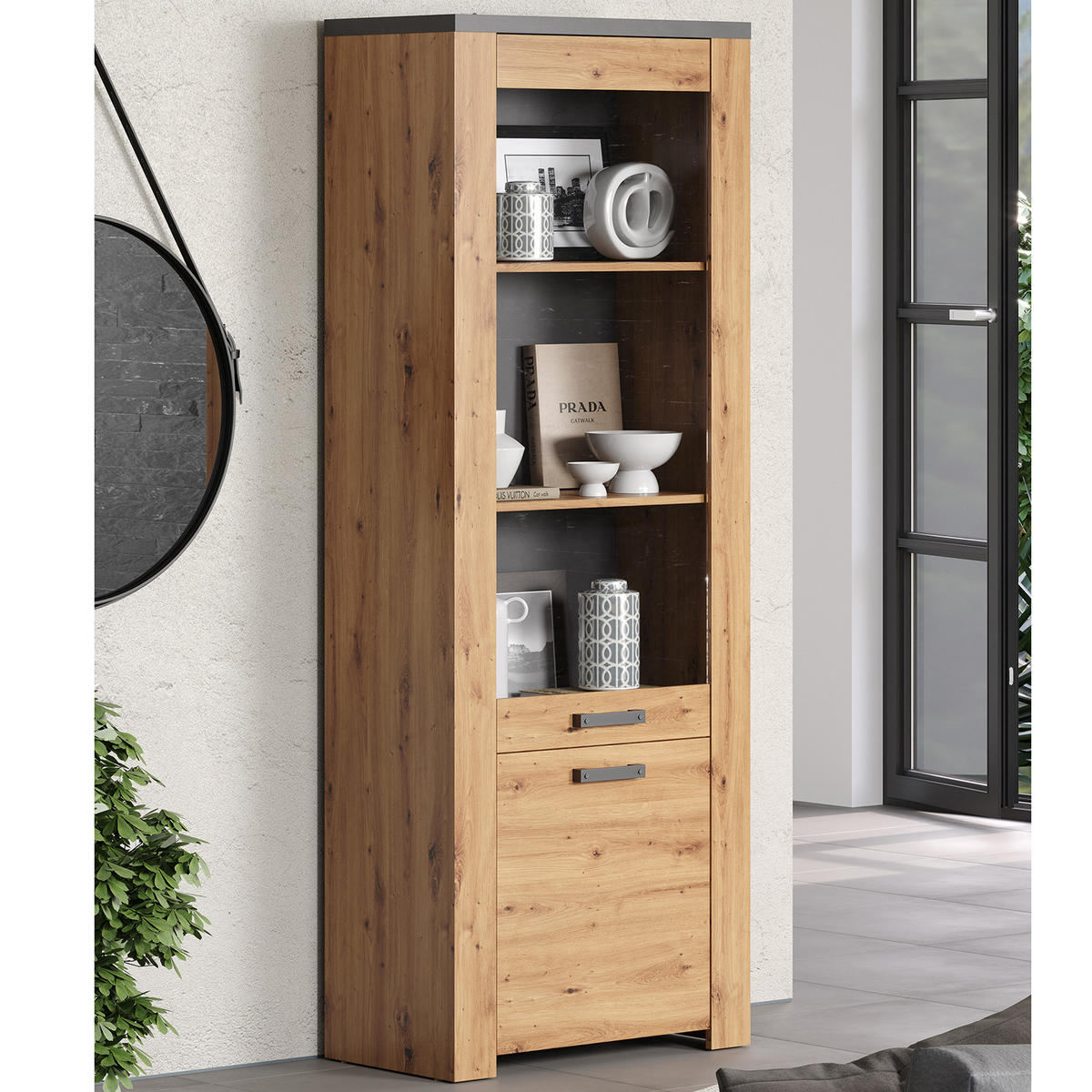 VITRINE Follow Eiche Dekor - Eichefarben, Holzwerkstoff (73/73/199cm) - Trendteam