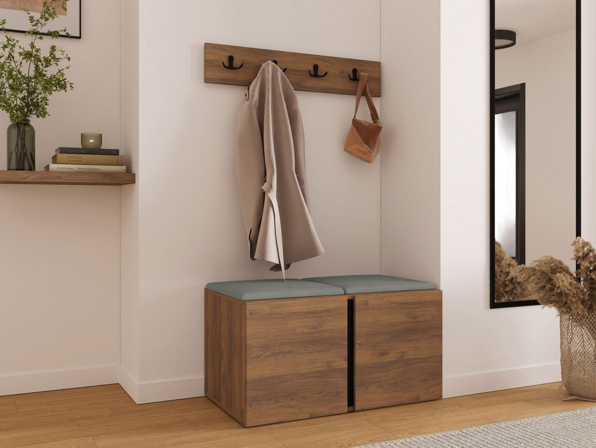 MOBILIER PENTRU HOL Orion VI - culoare lemn de nuc/gri, material plastic/compozit lemnos (84/42/46cm) - MIRJAN24