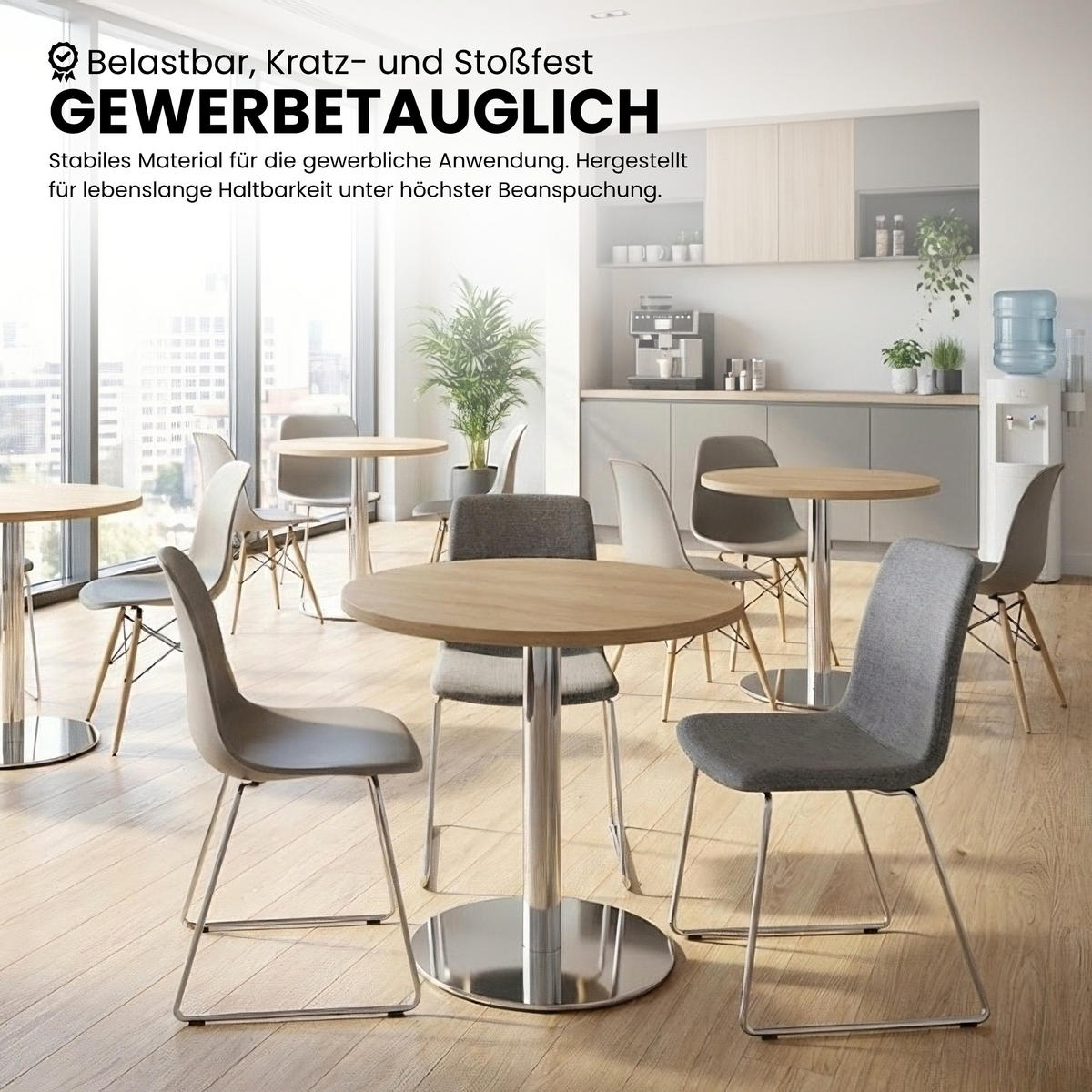 PAUSENTISCH klein STF 80/80/74,5 cm in Graphitfarben/Silberfarben - Silberfarben/Graphitfarben, Holzwerkstoff (80/80/74.5cm) - bümö