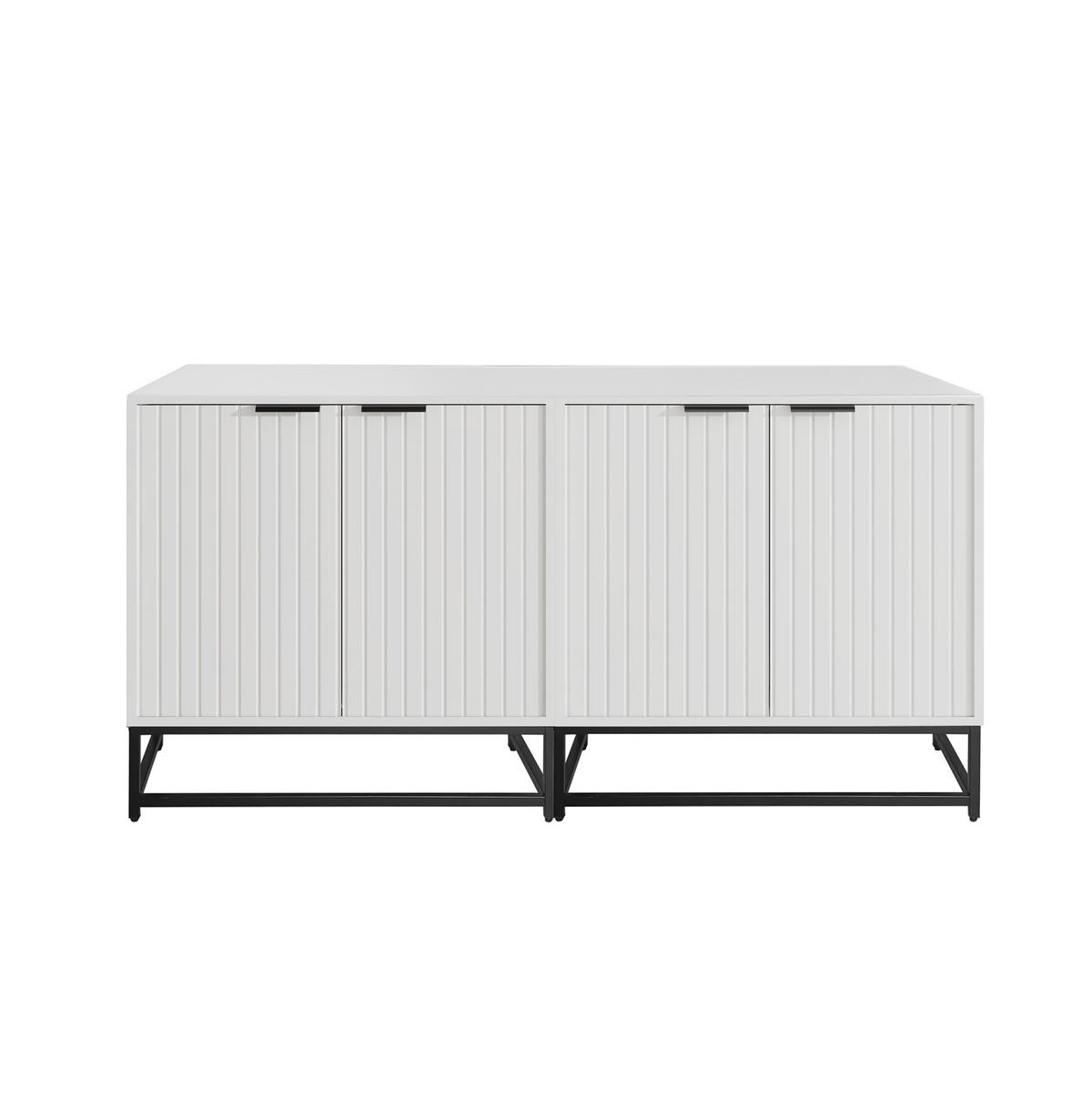KOMODA, 160/40/80 cm, biela, z drevotriesky s kovovými úchytkami a nohami - biela, kompozitné drevo (160/80/40cm) - BEAOK