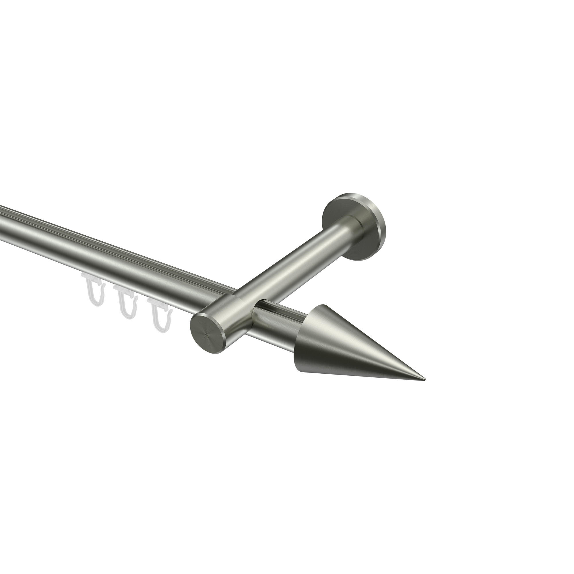 INNENLAUF-GARDINENSTANGEN-SET Prestige Savio 180 cm, 1-läufig, 20 mm Ø Edelstahl-Optik - Edelstahlfarben, Metall (180cm) - INTERDECO