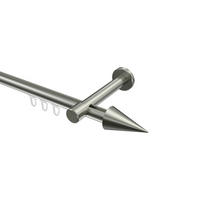 INNENLAUF-GARDINENSTANGEN-SET Prestige Savio 200 cm, 1-läufig, 20 mm Ø Edelstahl-Optik - Edelstahlfarben, Metall (200cm) - INTERDECO