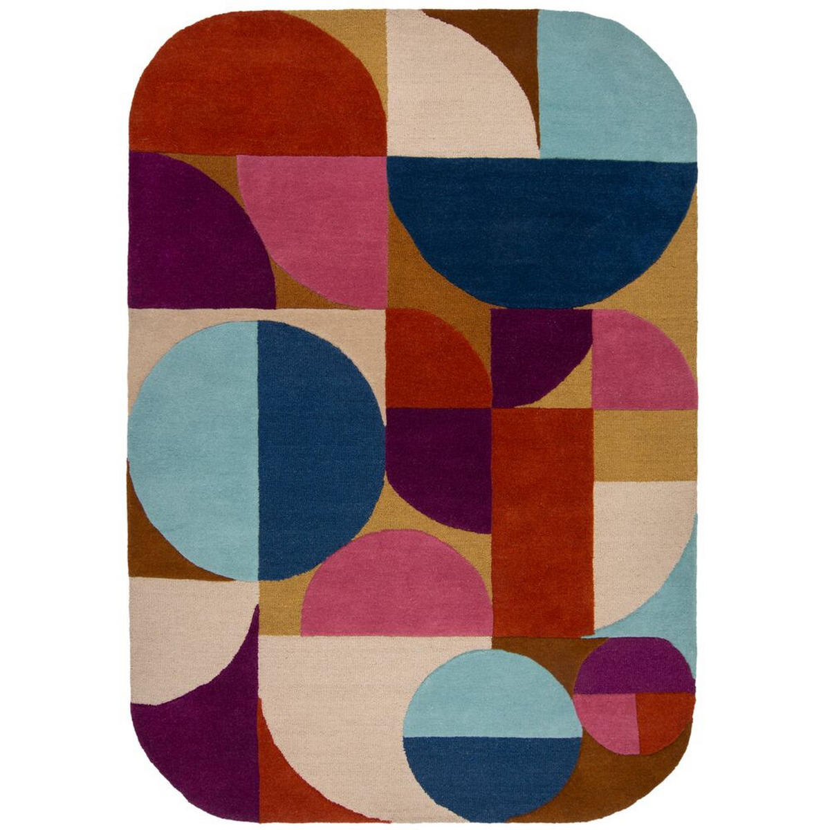 WOLLTEPPICH Arch Muster, Geometrisch, Wohnzimmer Multicolor-Rosa Oval 160x230 - Multicolor, Textil (160/230cm) - KADIMA DESIGN