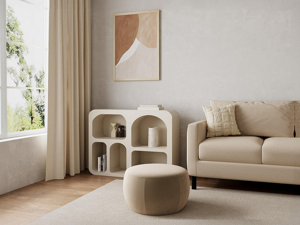 SITZHOCKER - 1 Person - Stoff, Samt - Taupe - SIRAYO - Taupe, Textil (56/36/56cm) - Vente-Unique
