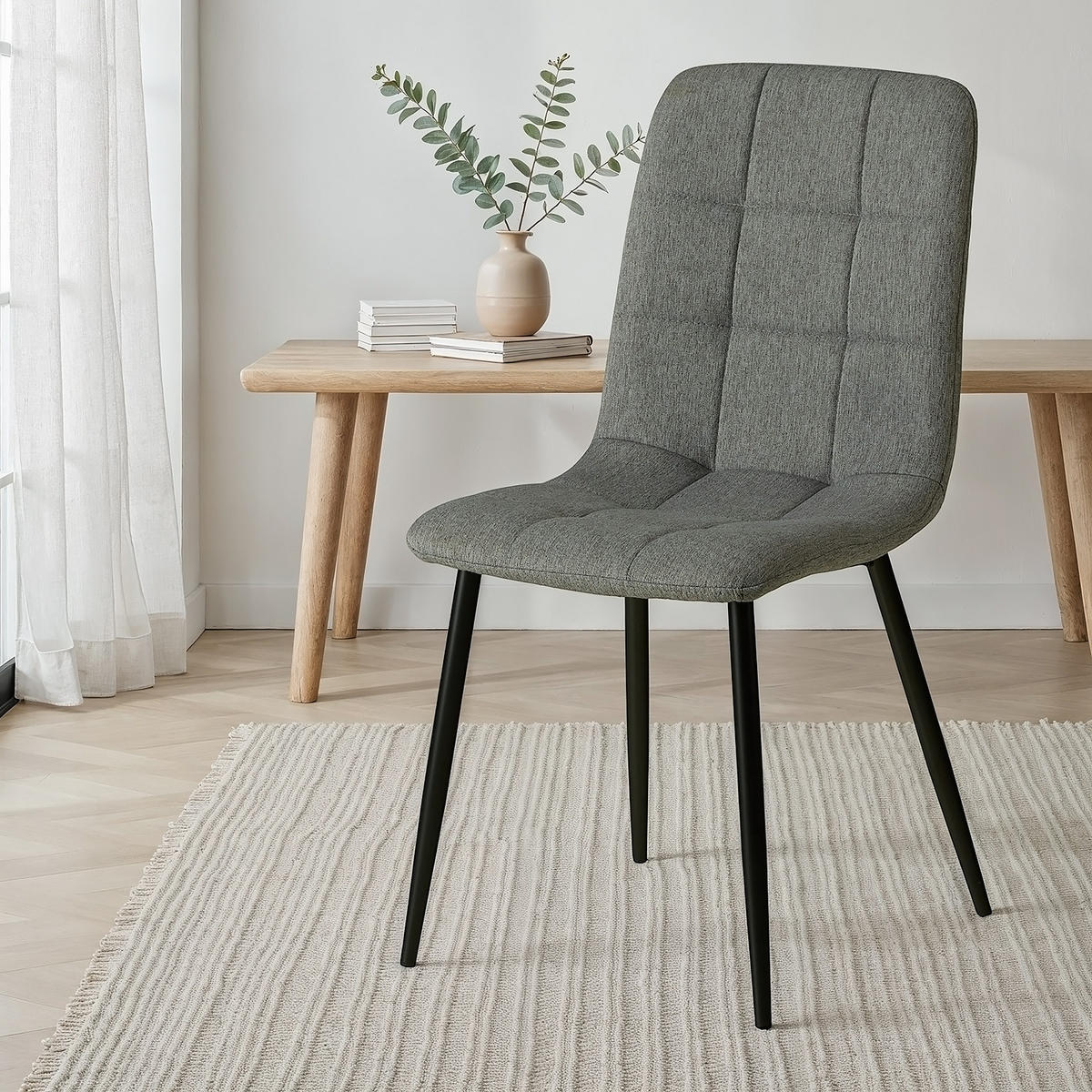 STUHL in Stahl Leinen Grau - Grau, Textil (43/88/50cm) - Homestyle4u