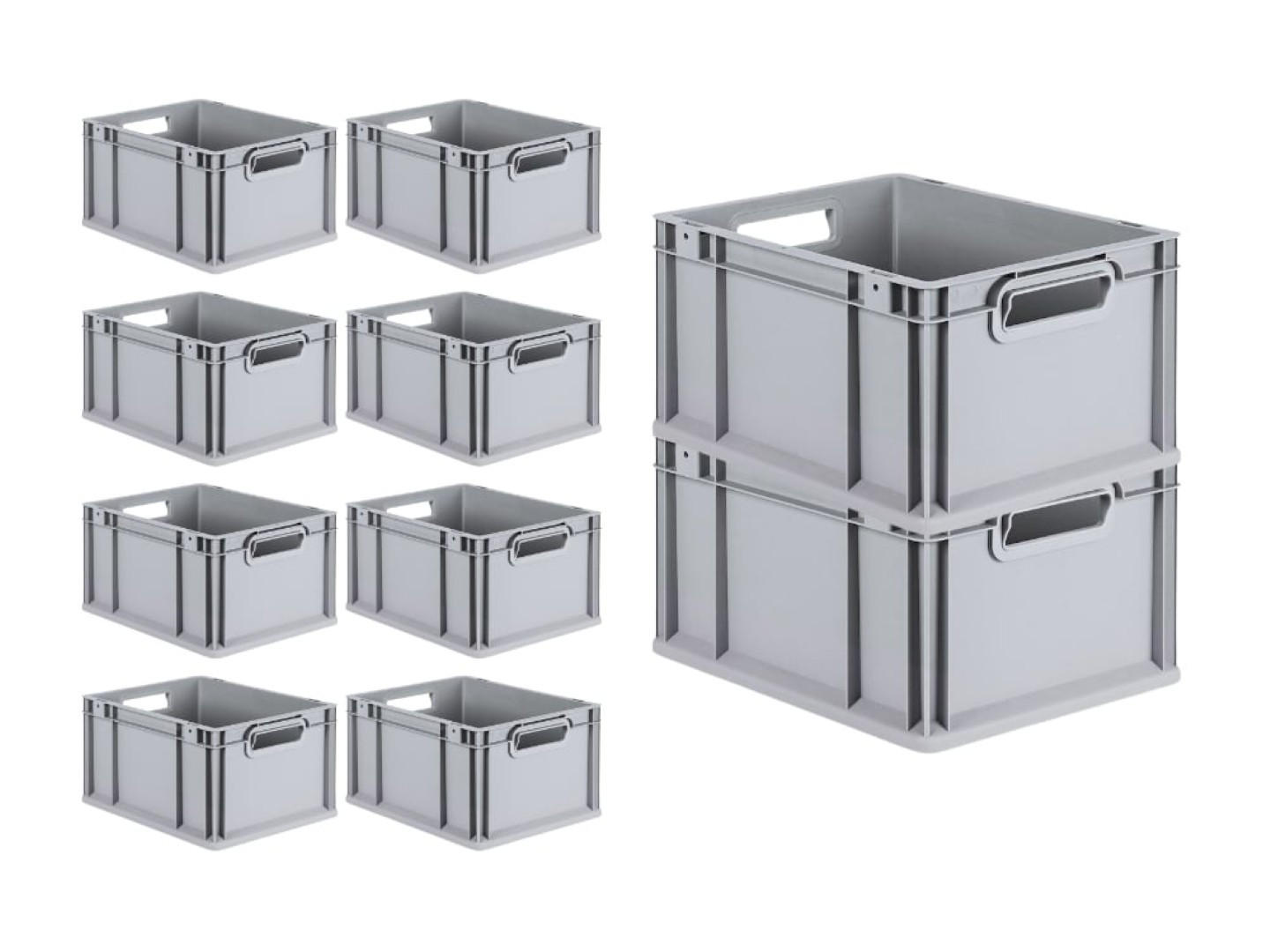 EUROBOX Nextgen Economy Griffe Offen 22x30x40cm 20 Liter - Grau, Kunststoff (30/22/40cm) - PROREGAL