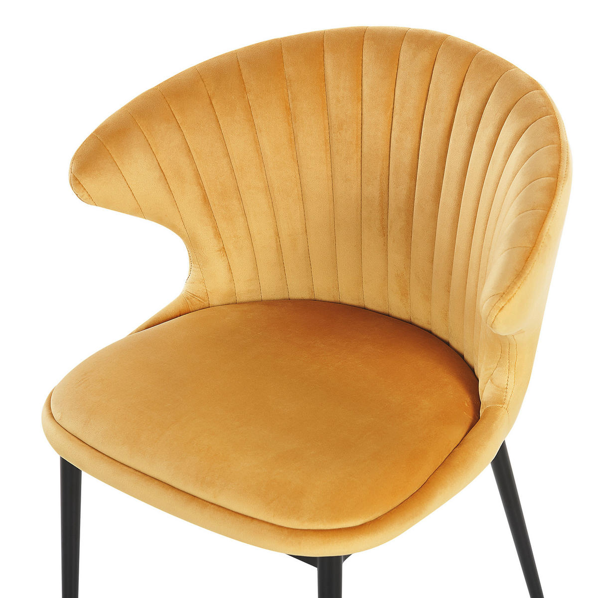 ESSZIMMERSTUHL 2er-Set Samtstoff Gelb Augusta - Gelb, Textil/Metall (59/81/50cm) - Beliani