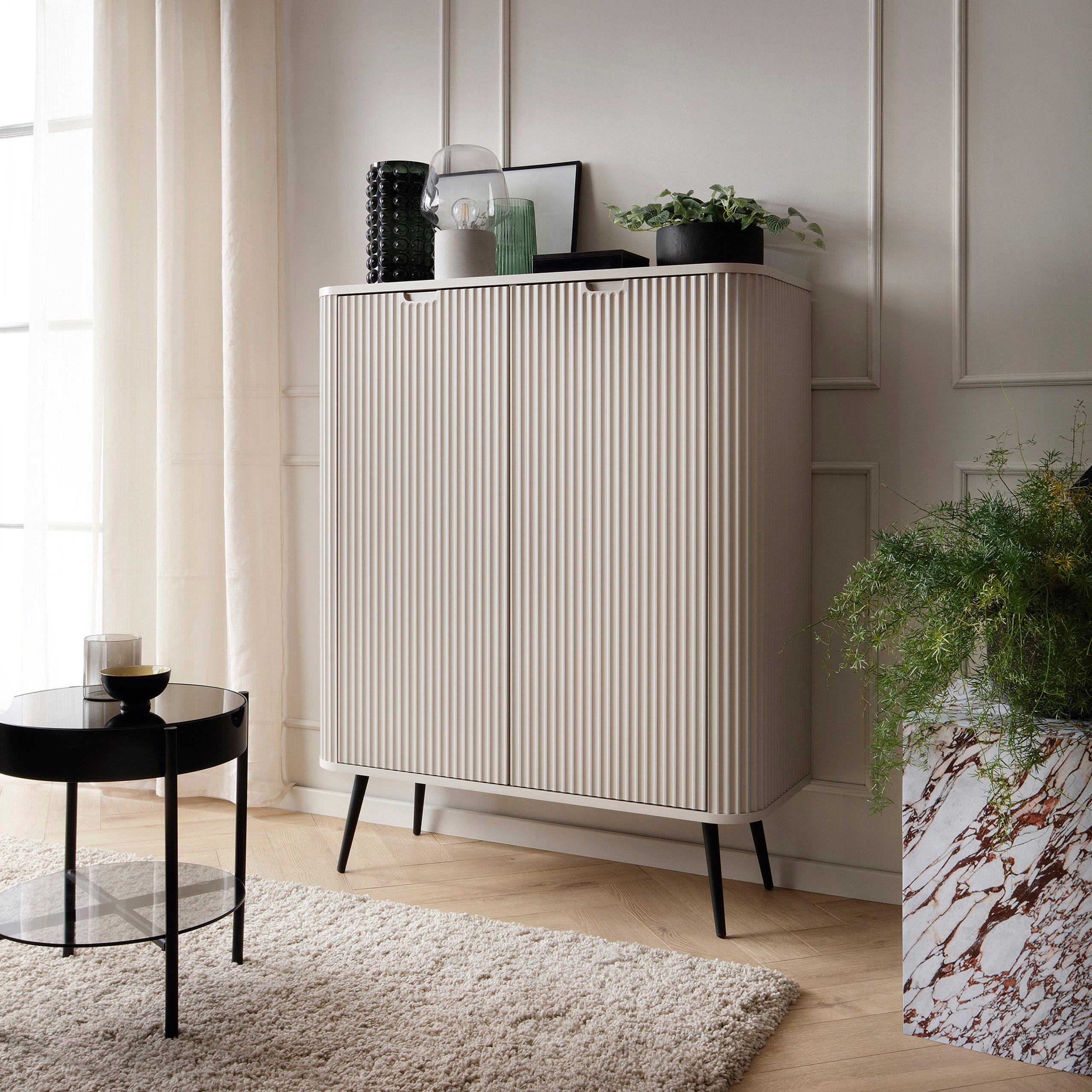 HIGHBOARD ZENZERO 103/129/39 cm mit 2 Türen Kaschmir - Kaschmir, Holzwerkstoff (103/129/39cm) - MASSENO