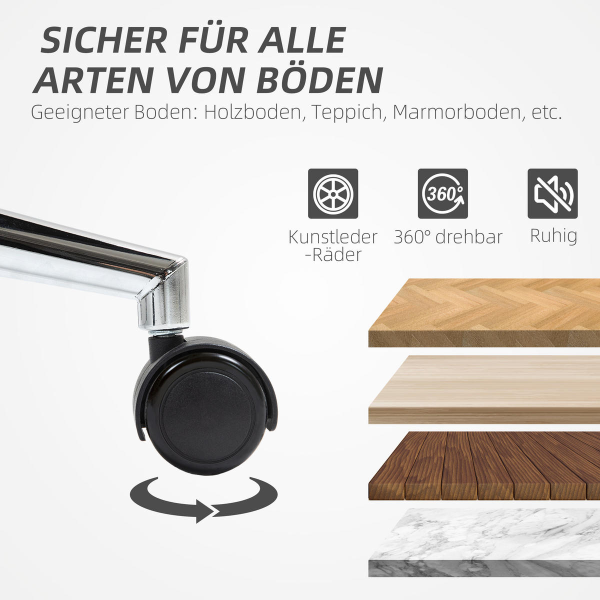 BÜROSTUHL mit Kippfunktion, Schwarz - Schwarz, Leder (78/126/64cm) - HOMCOM