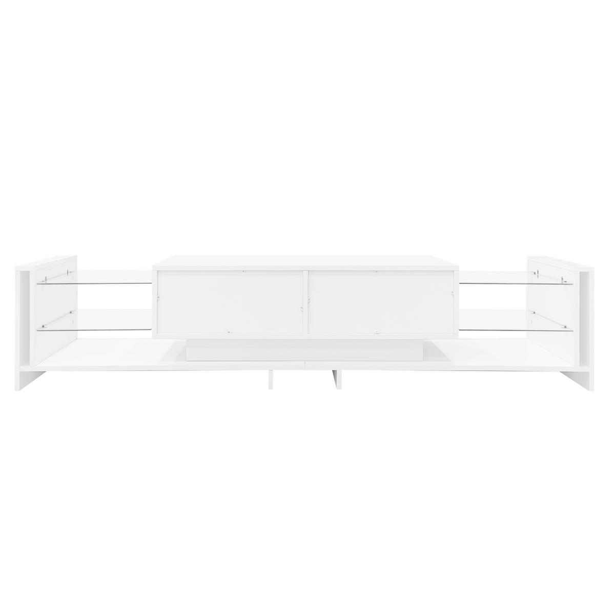 LOWBOARD DE-40304 mit LED-Beleuchtung und Glasfront Weiß - Weiß, Holzwerkstoff (181/38/38cm) - ComfortXL