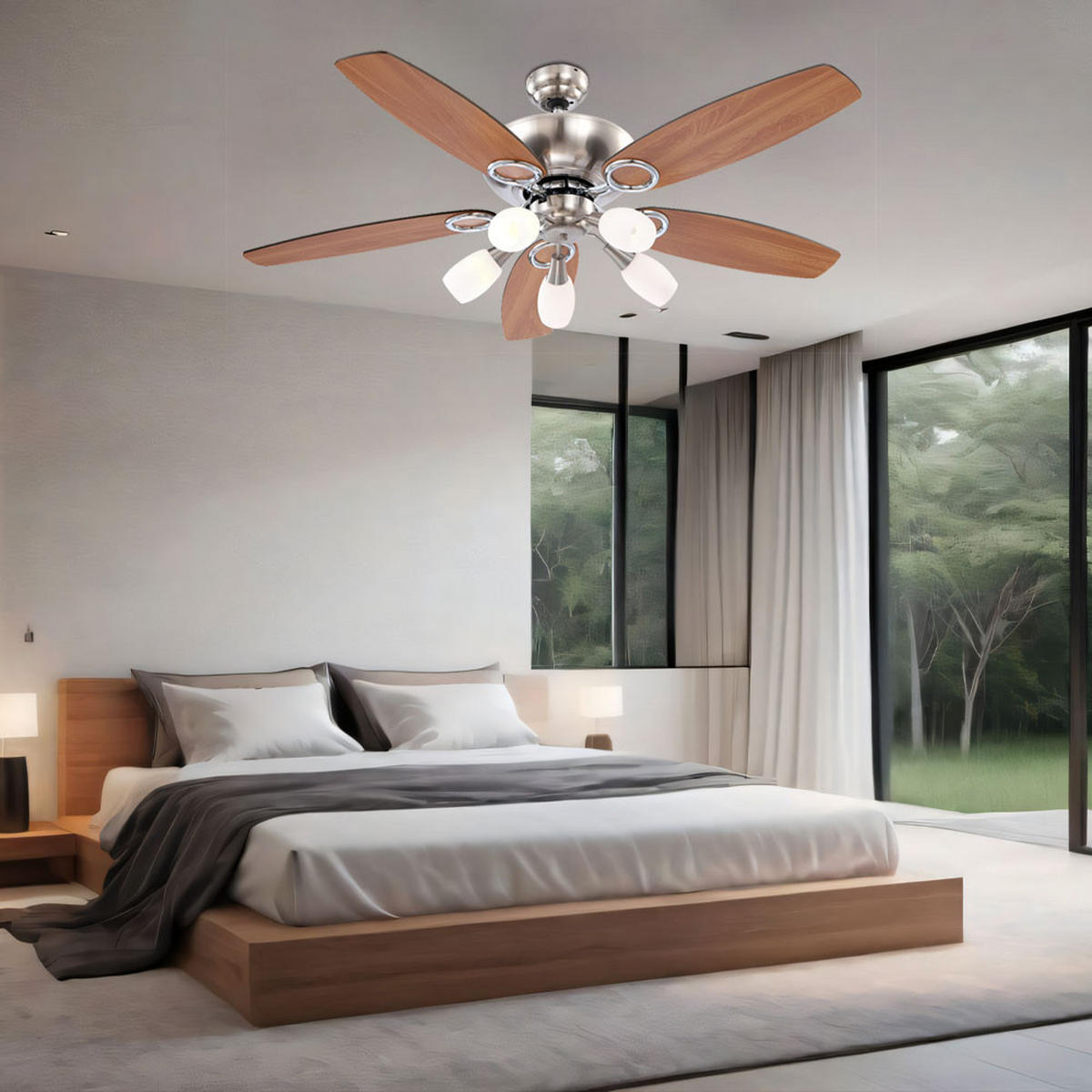LED DECKENLEUCHTE Jerry Braun Glas - Braun, Glas (130/130/49.5cm) - Globo Lighting