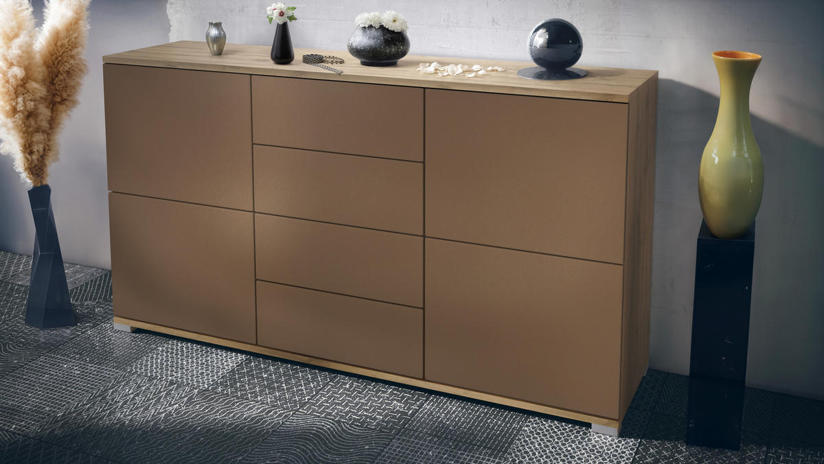 SIDEBOARD Rova Bronze Optik - Bronzefarben, Holzwerkstoff (138.5/75.5/35cm) - Vladon