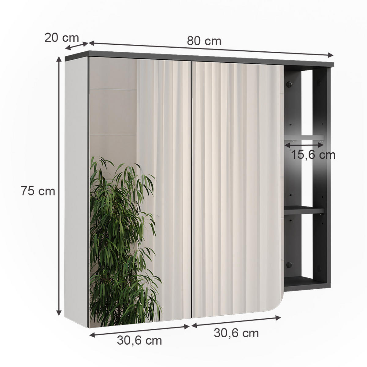 ZRCADLOVÁ SKŘÍŇKA Karen Antracitová/bílá - bílá/antracitová, kompozitní dřevo (80/75/20cm) - Vicco