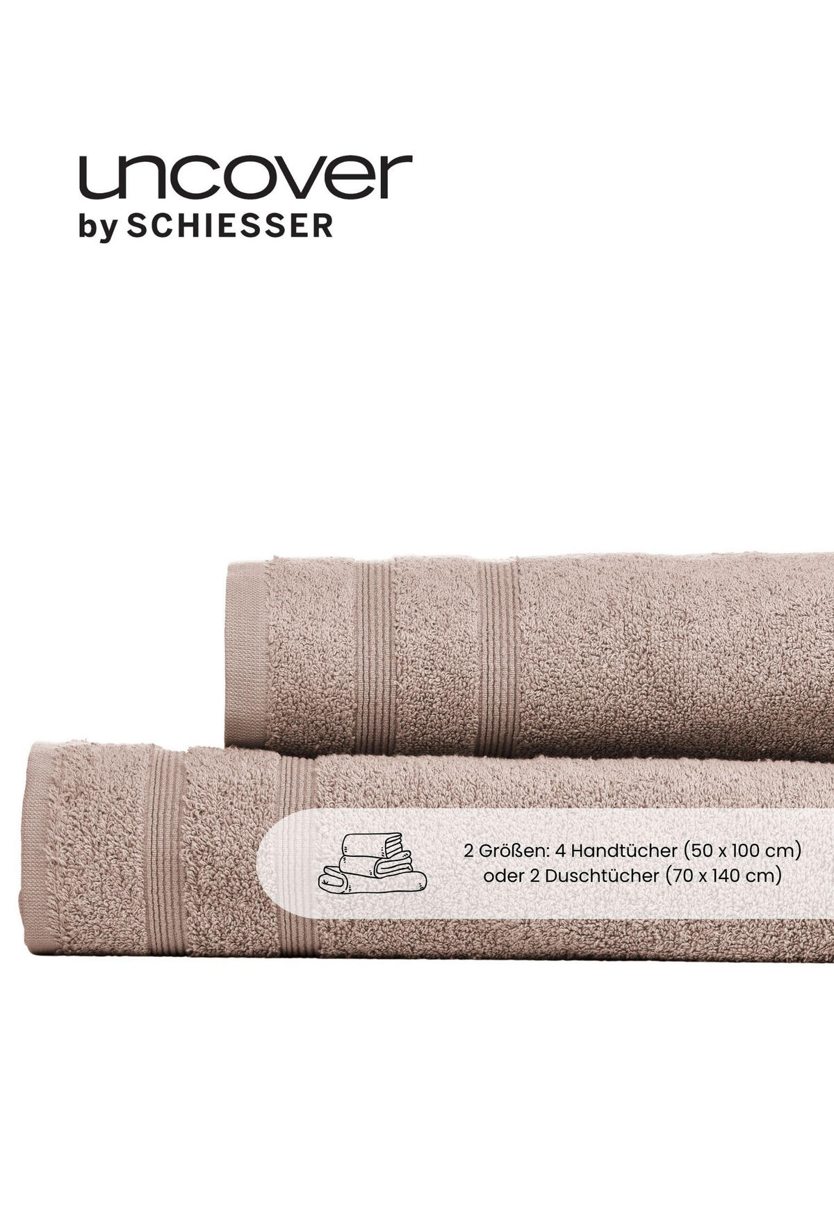 DUSCHTUCHSET Brooklyn - 2-teilig - 70x140 cm - Taupe - Taupe, Textil (70/140cm) - Uncover by Schiesser