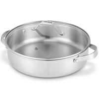 SCHMORPFANNE / Sauteuse mit zwei Seitengriffen und Glasdeckel Cicla Ø 28 cm – ohne antihaftbeschichtung – geeignet für alle Wärmequellen - Silberfarben, Metall (1/32/12cm)