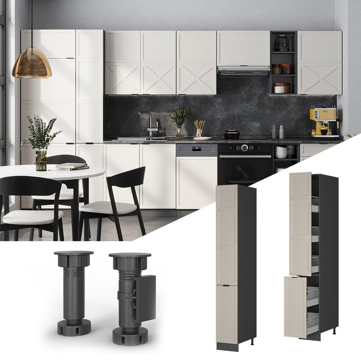 APOTHEKERSCHRANK Fame-Line GrauBeige 30 cm - Anthrazit/Grau, Holzwerkstoff (30/206.8/58cm) - Vicco