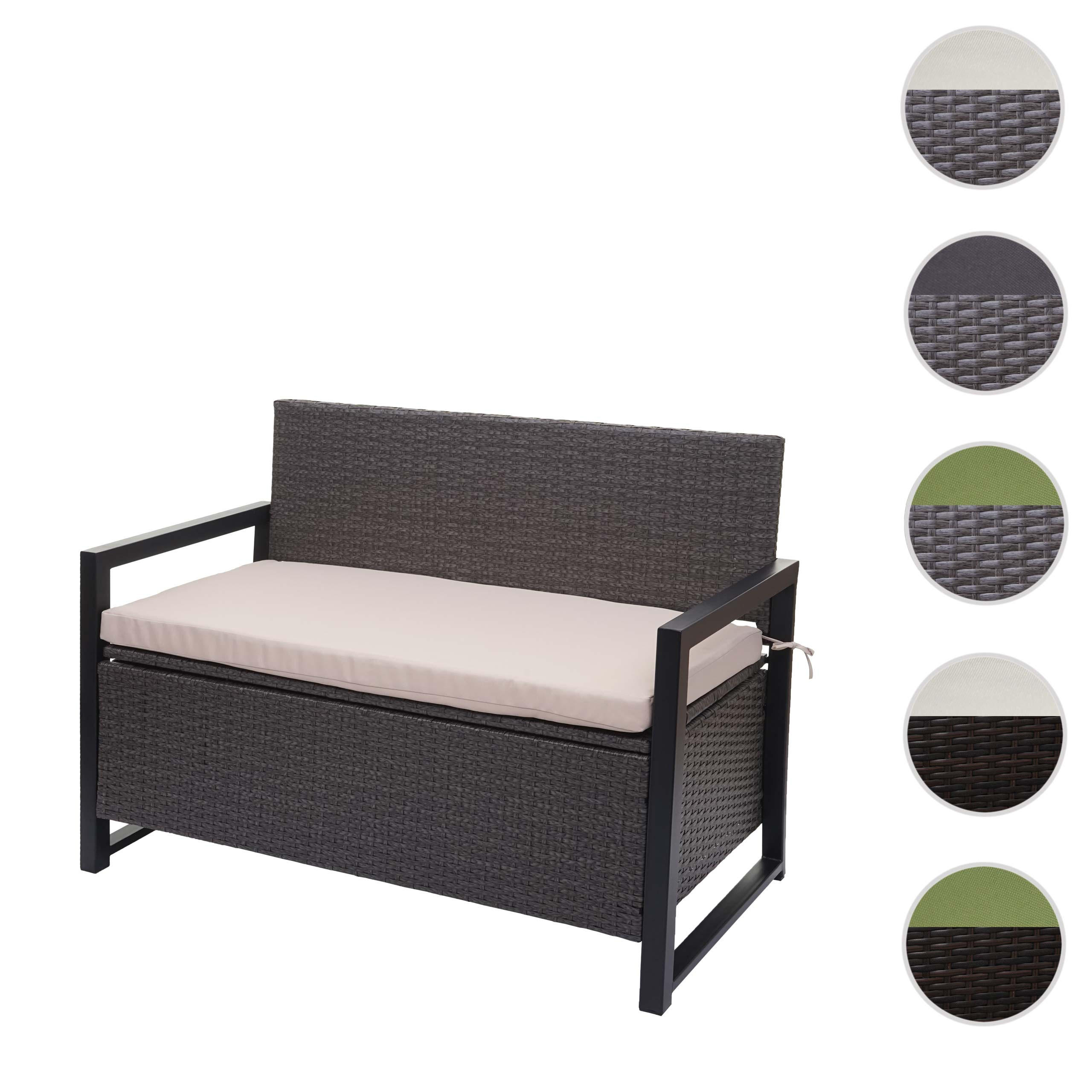 Thumbnail - MCW Poly-Rattan, Grau, Beige, Kunststoff, 117x87x57 cm, Gartenmöbel, Gartenbänke