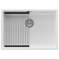 UNTERBAUSPÜLE GRANIT Praga, 2-er set Weiß 66/47 cm 1 Becken + Ablauf-Set + Aufrollbare Abtropffläche ab 70er Unterschrank - Chromfarben/Weiß, Kunststoff (66/20/47cm) - Primagran