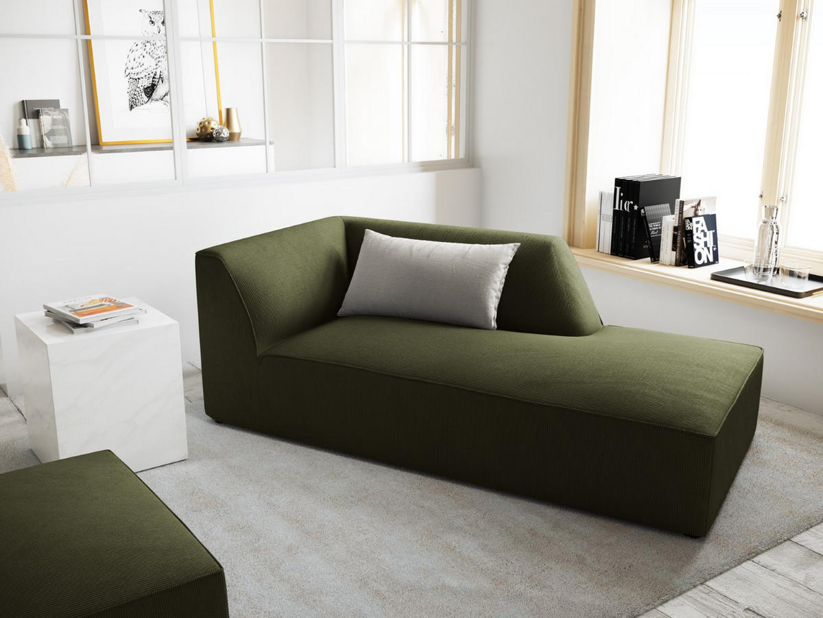 CHAISELONGUE rechts Ruby aus Cord grün - Grün, Textil (93/69/180cm) - Micadoni