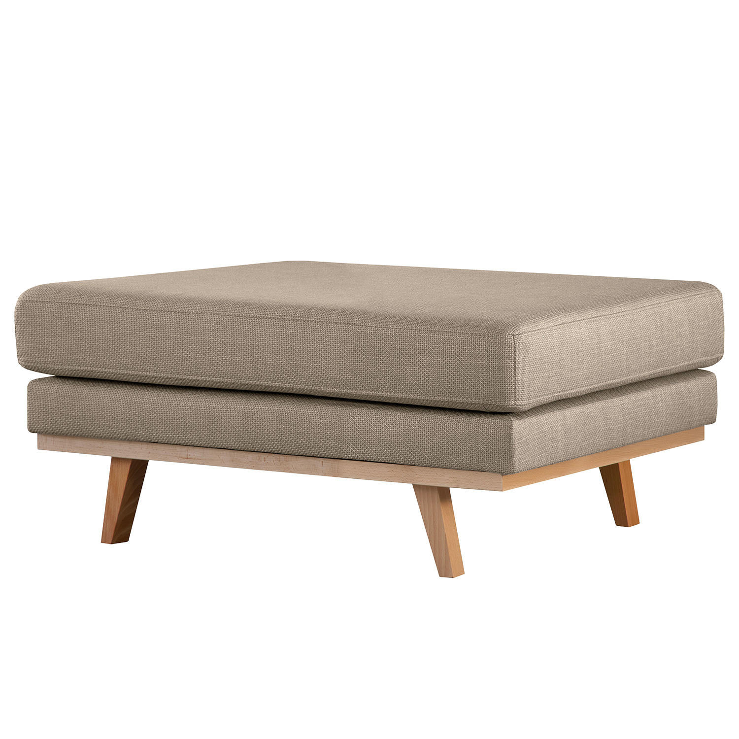 POLSTERHOCKER - Taupe/Buchefarben, Buchenholz/Textil (85/43/60cm) - home24