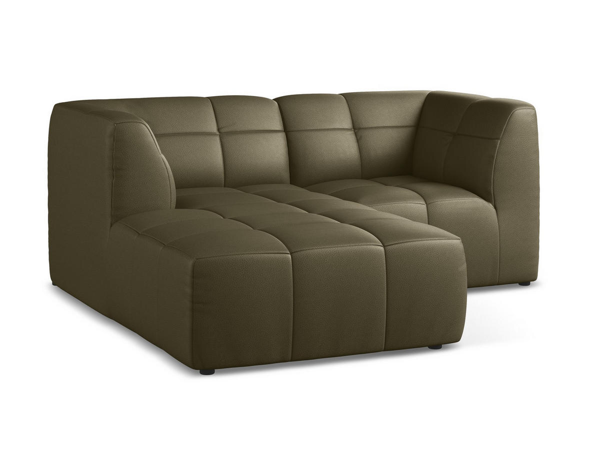 ECKSOFA Links Kunstleder Grün - Schwarz/Olivgrün, Holzwerkstoff/Kunststoff (191/175cm) - Makamii
