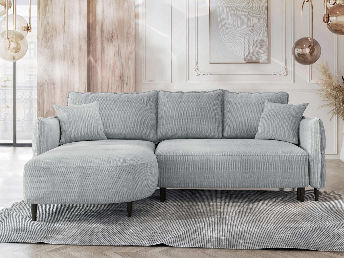 ECKSOFA Sycylia, Seite: Links - Schwarz/Grau, Holz/Textil (244/165cm) - MIRJAN24