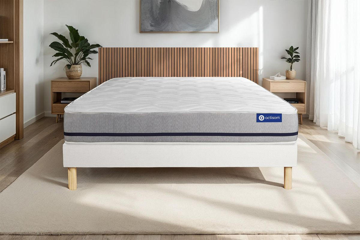 BETT Actimemo soft Memory-Schaum 180 x 220 cm h2 - Kit Bettgestell Weiß - Beige/Weiß, Karton/Holz (180/220cm) - ACTISOM